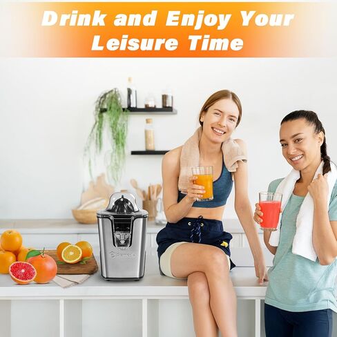 عصارة حمضيات كهربائية من الفولاذ المقاوم للصدأ - عصارة برتقال بقدرة 40 وات مع فوهة قابلة للتعديل مضادة للتنقيط ومخاريط لليمون والليمون الحامض والجريب فروت - عصارة عكسية تلقائية لعصير الفاكهة الطازجة in Kuwait