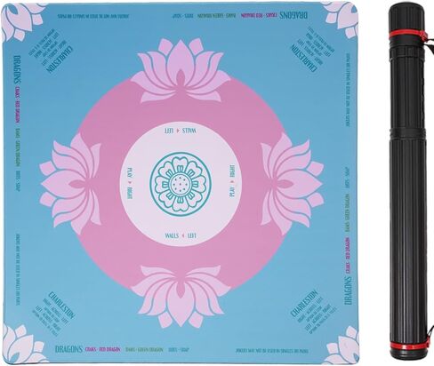 Pink Mahjong Mat 31.5" x 31.5" for Table, Waterproof Fabric Surface with Non-Slip Rubber Base, Double Packaged Tube & Bag in Saudi Arabia