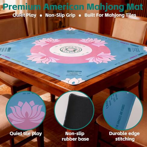 Pink Mahjong Mat 31.5" x 31.5" for Table, Waterproof Fabric Surface with Non-Slip Rubber Base, Double Packaged Tube & Bag in Saudi Arabia