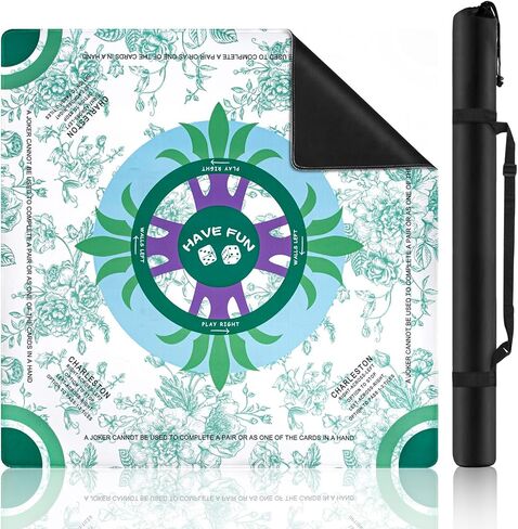 Ghouse Mahjong Mat,32.3''X32.3''Non-Slip Noise Reduction Mahjong Mat - Waterproof Foldable Game Table Cover with 1 Carrying Bag for Mahjong,Poker,Card Games, Board Games, Dominoes(Blue) in Saudi Arabia