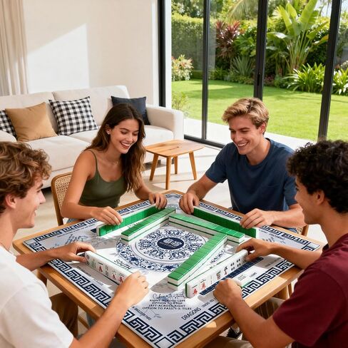 Ghouse Mahjong Mat,32.3''X32.3''Non-Slip Noise Reduction Mahjong Mat - Waterproof Foldable Game Table Cover with 1 Carrying Bag for Mahjong,Poker,Card Games, Board Games, Dominoes(Blue) in Saudi Arabia