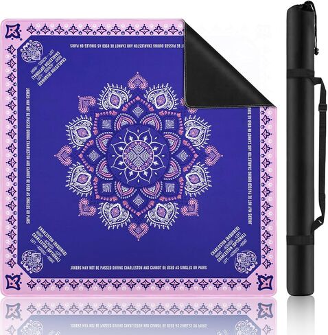 Ghouse Mahjong Mat,32.3''X32.3''Non-Slip Noise Reduction Mahjong Mat - Waterproof Foldable Game Table Cover with 1 Carrying Bag for Mahjong,Poker,Card Games, Board Games, Dominoes(Blue) in Saudi Arabia