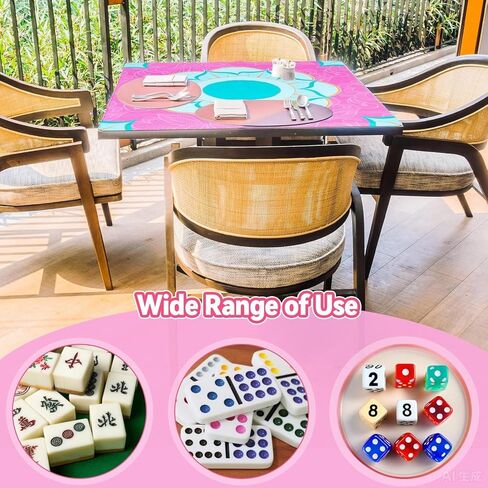 حصيرة Breling Mahjong للطاولة، 31. غطاء طاولة Mahjong مضاد للانزلاق وتقليل الضوضاء، بساط ألعاب كبير مع حقيبة حمل للبوكر والدومينو وألعاب البطاقات واللوح (ماندالا) in Kuwait