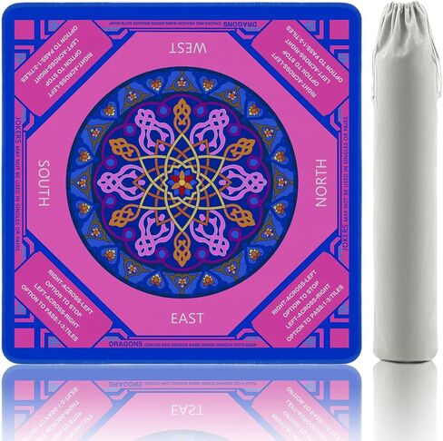 سجادة ماهجونج، ضوضاء مضادة للانزلاق مقاس 32.2 × 32.2 بوصة مع حقيبة حمل واحدة للطاولة وألعاب الطاولة وألعاب البلاط والبطاقات، باللون الأزرق in Kuwait