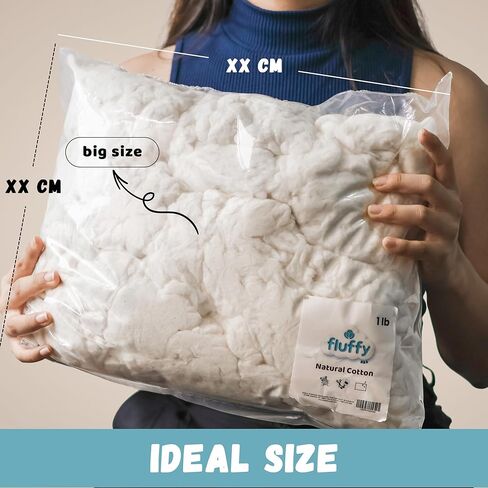 حشو قطن طبيعي رقيق - 4 عبوات (1 رطل لكل واحدة، 4 رطل إجمالي) - حشوة من ألياف القطن الناعمة والرقيقة والخام لحشو الوسائد، والحرف اليدوية، والدمى، واللحف والمفروشات - صديقة للبيئة وخالية من المواد الكيميائية in Kuwait