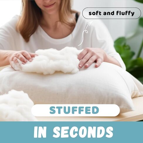 حشو قطن طبيعي رقيق - 4 عبوات (1 رطل لكل واحدة، 4 رطل إجمالي) - حشوة من ألياف القطن الناعمة والرقيقة والخام لحشو الوسائد، والحرف اليدوية، والدمى، واللحف والمفروشات - صديقة للبيئة وخالية من المواد الكيميائية in Kuwait