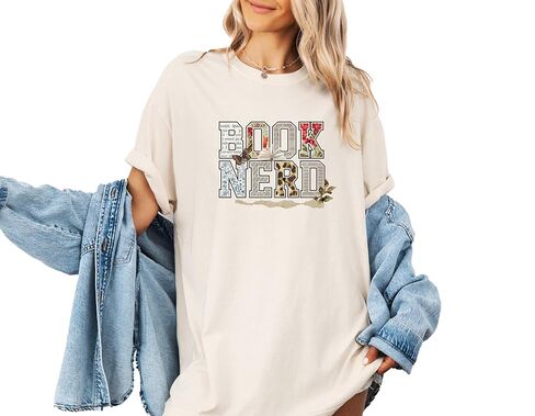 Comfort Colors, Book Nerd Shirt, Bookworm Graphic Tee, Vintage Floral Reader Shirt, Gift For Readers in Saudi Arabia