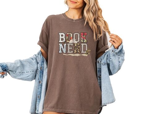 Comfort Colors, Book Nerd Shirt, Bookworm Graphic Tee, Vintage Floral Reader Shirt, Gift For Readers in Saudi Arabia