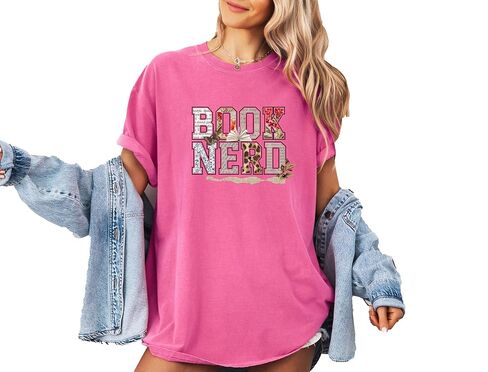 Comfort Colors, Book Nerd Shirt, Bookworm Graphic Tee, Vintage Floral Reader Shirt, Gift For Readers in Saudi Arabia