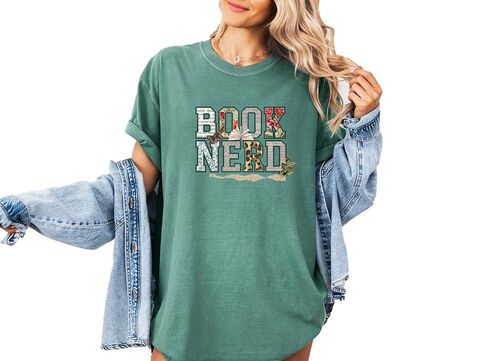 Comfort Colors, Book Nerd Shirt, Bookworm Graphic Tee, Vintage Floral Reader Shirt, Gift For Readers in Saudi Arabia
