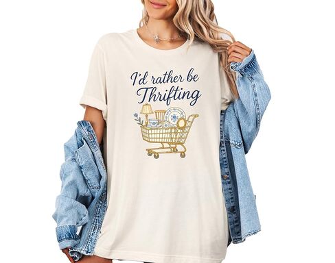I'd Rather Be Thrifting Shirt, Thrifter Crewneck, Gift For Antique Lover, Flea Market Shirt in Saudi Arabia