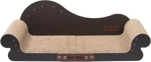 أريكة MeowHaus Modern Cat Scratcher Sofa، أريكة من الورق المقوى، مقاس 26.7 × 11.8 × 9.4 بوصة، أثاث داخلي للقطط in Kuwait