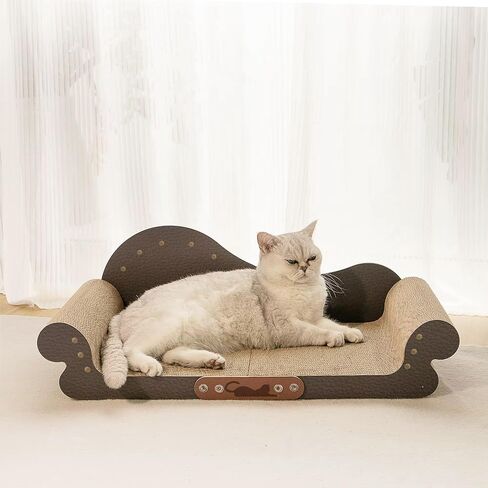 أريكة MeowHaus Modern Cat Scratcher Sofa، أريكة من الورق المقوى، مقاس 26.7 × 11.8 × 9.4 بوصة، أثاث داخلي للقطط in Kuwait