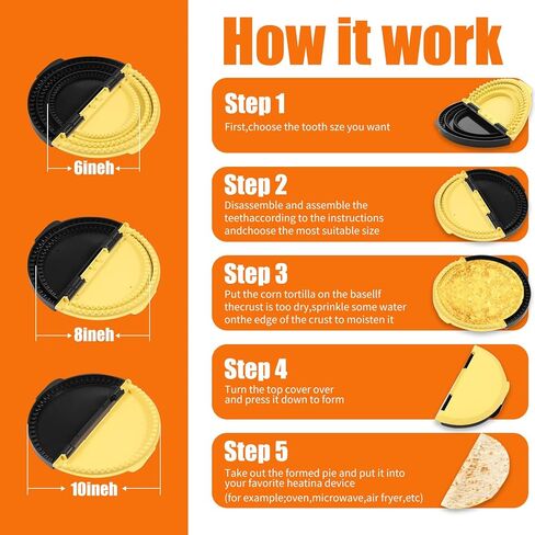 3-in-1 Tortilla Sealer, Multi-Functional Quesadilla Maker, Tortilla Crimper for Tacos, Enchiladas, Pasties, Sandwich, Pie,Adjustable Size, For 6"-8"-10" Crust in Saudi Arabia