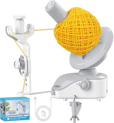 Electric Yarn Ball Winder - Automatic Wool Yarn Spinner with Stepless Speed & Strong Tension, Compact Wool Winder for Knitting Crocheting, Yarn Cake Maker (White) in Saudi Arabia