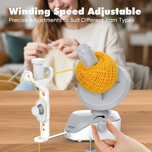 Electric Yarn Ball Winder - Automatic Wool Yarn Spinner with Stepless Speed & Strong Tension, Compact Wool Winder for Knitting Crocheting, Yarn Cake Maker (White) in Saudi Arabia