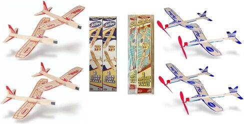 مجموعة هدايا مزدوجة من Guillows Balsa Wood Gliders Jetfire وحزمة Sky Streak المزدوجة - (إجمالي 4 طائرات) من Guillow in Kuwait