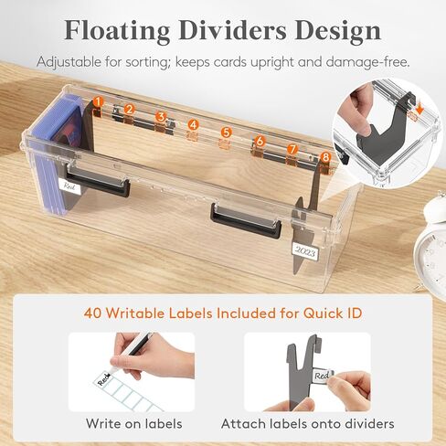Lifewit Trading Card Storage Box with 6 Adjustable Dividers, Reinforced Latch Deck Box with Writable Labels, Stackable Case Fit for MTG, Sport Cards up to 900 Unsleeve(180 with Toploader), 2 Pack in Saudi Arabia
