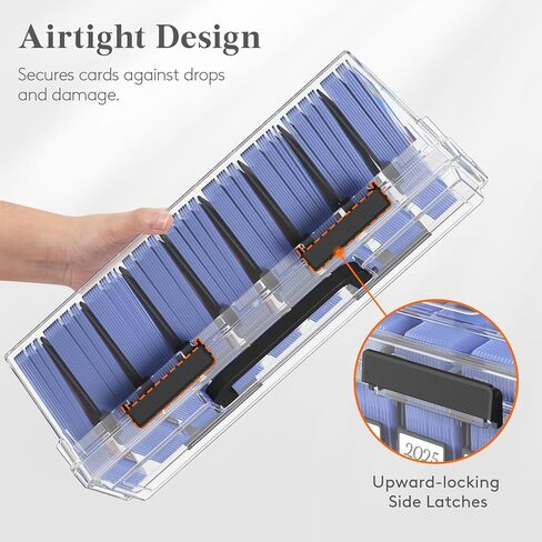 Lifewit Trading Card Storage Box with 6 Adjustable Dividers, Reinforced Latch Deck Box with Writable Labels, Stackable Case Fit for MTG, Sport Cards up to 900 Unsleeve(180 with Toploader), 2 Pack in Saudi Arabia