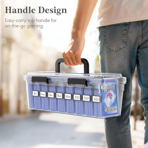 Lifewit Trading Card Storage Box with 6 Adjustable Dividers, Reinforced Latch Deck Box with Writable Labels, Stackable Case Fit for MTG, Sport Cards up to 900 Unsleeve(180 with Toploader), 2 Pack in Saudi Arabia