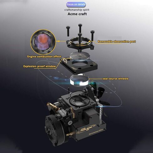 FS-S100AT Single-Cylinder 4-Stroke Nitro Gasoline Engine Model, Transparent Combustion Chamber Internal Combustion Engines, All-Metal Micro RC Engine Power for Car, Boat & Teaching Display in Saudi Arabia