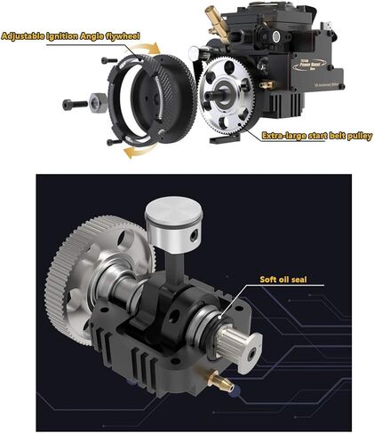 FS-S100AT Single-Cylinder 4-Stroke Nitro Gasoline Engine Model, Transparent Combustion Chamber Internal Combustion Engines, All-Metal Micro RC Engine Power for Car, Boat & Teaching Display in Saudi Arabia