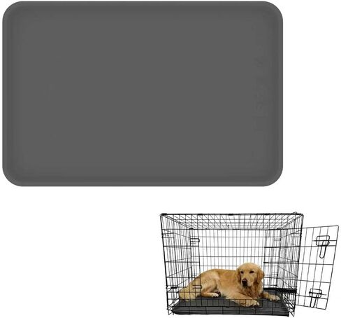 22.8 × 34.6 Inch Silicone Dog Crate Tray for Large Crates - Heavy Duty Replacement Pan & Non-Slip Liner, Durable Washable Bottom Tray, Odor Resistant (Dark Gray) in Saudi Arabia