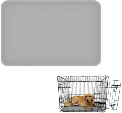 Silicone Dog Crate Tray for Large Crates - Heavy Duty Replacement Pan & Non-Slip Liner, Durable Washable Bottom Tray, Odor Resistant (Light Gray) in Saudi Arabia