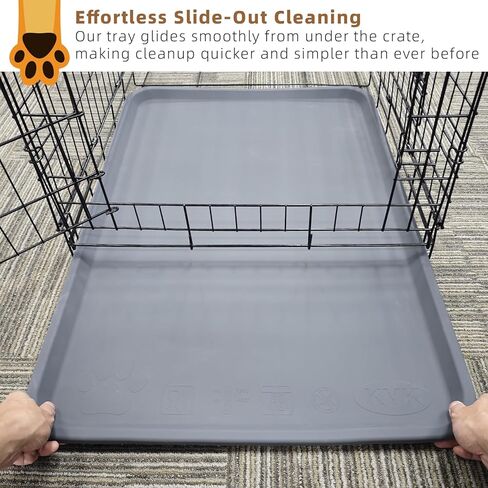 Silicone Dog Crate Tray for Large Crates - Heavy Duty Replacement Pan & Non-Slip Liner, Durable Washable Bottom Tray, Odor Resistant (Light Gray) in Saudi Arabia