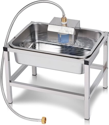 موزع وعاء الماء التلقائي للكلاب 3 جال للكلاب الكبيرة في الهواء الطلق وعاء ماء مرتفع للكلاب مع حامل، سقي الحيوانات الأليفة من الفولاذ المقاوم للصدأ مع صمام تعويم للماشية من سلالات الماعز الكبيرة in Kuwait