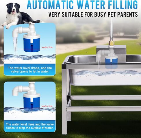 موزع وعاء الماء التلقائي للكلاب 3 جال للكلاب الكبيرة في الهواء الطلق وعاء ماء مرتفع للكلاب مع حامل، سقي الحيوانات الأليفة من الفولاذ المقاوم للصدأ مع صمام تعويم للماشية من سلالات الماعز الكبيرة in Kuwait