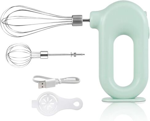 4 Speed Electric Hand Mixer, Mini 4 Speed Adjustable Cordless USB Rechargeable Electric Whisk Hand Mixer Portable Handheld Mixer 1500mAh Egg Beater (White) in Saudi Arabia