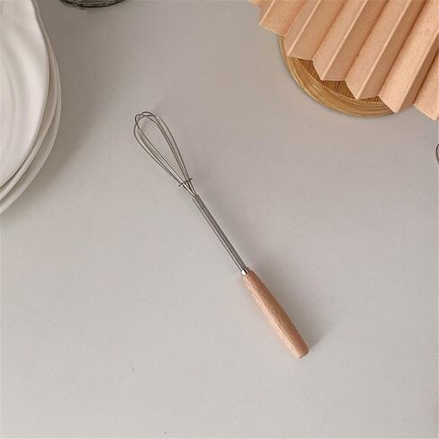 Stainless Steel Egg Whisk - Rotary Hand Mixer with Wooden Handle for Blending Cream, Butter, Sauce, Pancake Batter in Saudi Arabia