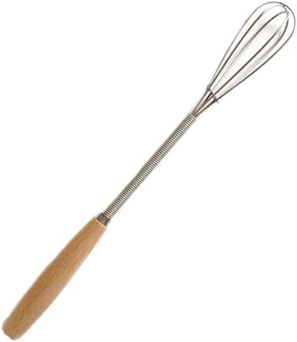 Stainless Steel Egg Whisk - Rotary Hand Mixer with Wooden Handle for Blending Cream, Butter, Sauce, Pancake Batter in Saudi Arabia