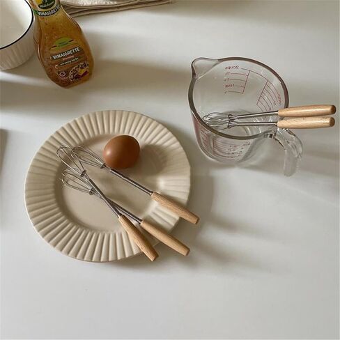 Stainless Steel Egg Whisk - Rotary Hand Mixer with Wooden Handle for Blending Cream, Butter, Sauce, Pancake Batter in Saudi Arabia