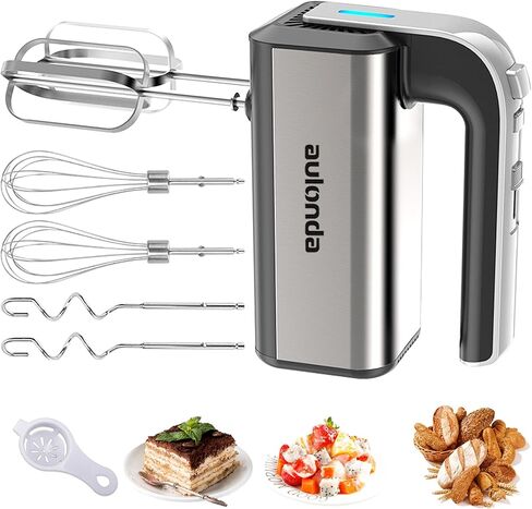 Hand Mixer Electric 5 Speed Kitchen Hand Held Mixer with Turbo Boost,Stainless Steel Performance Hand Mixer Includes 6 Attachments for Easy Whipping Dough, Cream, Cake in Saudi Arabia