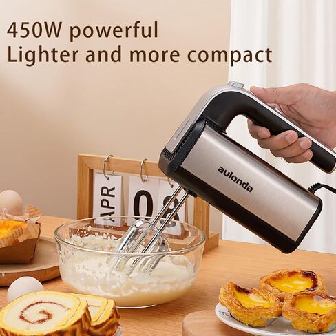 Hand Mixer Electric 5 Speed Kitchen Hand Held Mixer with Turbo Boost,Stainless Steel Performance Hand Mixer Includes 6 Attachments for Easy Whipping Dough, Cream, Cake in Saudi Arabia