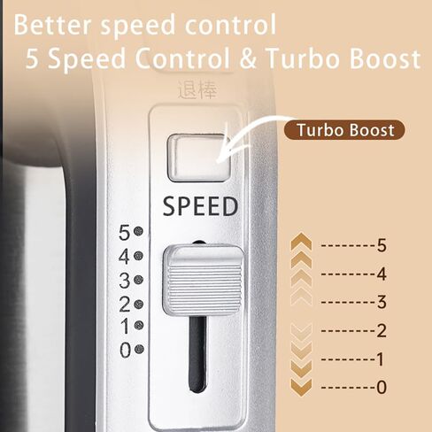 Hand Mixer Electric 5 Speed Kitchen Hand Held Mixer with Turbo Boost,Stainless Steel Performance Hand Mixer Includes 6 Attachments for Easy Whipping Dough, Cream, Cake in Saudi Arabia
