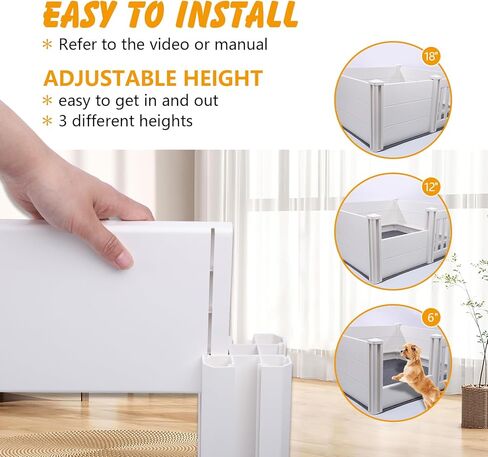 صندوق إنجاب الكلاب مزود بقضبان خنزير ووسادة مقاومة للماء، مقاس 48 × 48 × 18 بوصة، لوازم إنجاب باب قابلة للتعديل للكلاب الصغيرة والمتوسطة in Kuwait