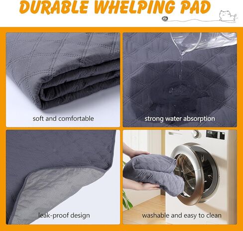 صندوق إنجاب الكلاب مزود بقضبان خنزير ووسادة مقاومة للماء، مقاس 48 × 48 × 18 بوصة، لوازم إنجاب باب قابلة للتعديل للكلاب الصغيرة والمتوسطة in Kuwait