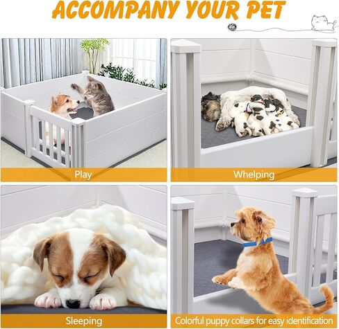 صندوق إنجاب الكلاب مزود بقضبان خنزير ووسادة مقاومة للماء، مقاس 48 × 48 × 18 بوصة، لوازم إنجاب باب قابلة للتعديل للكلاب الصغيرة والمتوسطة in Kuwait