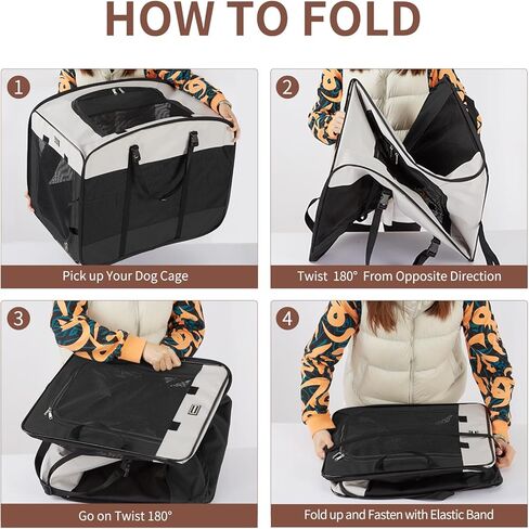 بيوت الكلاب والأقفاص من DONORO للكلاب المتوسطة، قفص الحيوانات الأليفة المحمول المنبثق في الأماكن المغلقة مع إطار سلكي قوي، قفص سفر قابل للطي، حقيبة قطط ناعمة الجوانب مقاومة للهروب (أسود، 28.0 بوصة طول × 18.0 بوصة عرض × 22.0 بوصة ارتفاع) in Kuwait