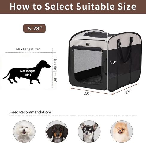 بيوت الكلاب والأقفاص من DONORO للكلاب المتوسطة، قفص الحيوانات الأليفة المحمول المنبثق في الأماكن المغلقة مع إطار سلكي قوي، قفص سفر قابل للطي، حقيبة قطط ناعمة الجوانب مقاومة للهروب (أسود، 28.0 بوصة طول × 18.0 بوصة عرض × 22.0 بوصة ارتفاع) in Kuwait
