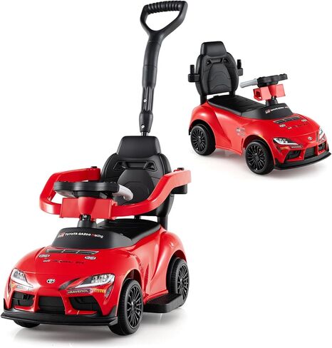 HONEY JOY Ride On Push Car for Toddlers, Licensed Toyota Ride On Sliding Car w/Handle & Handrails, Music & Lights, Under Seat Storage, No Batteries, Kids Ride On Toys for Boys and Girls (Red) in Kuwait