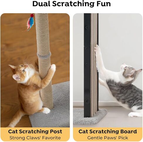 Veehoo 35" Tall Cat Scratching Post for Indoor Cats Adult, Sturdy Cat Scratch Pad with Replaceable Metal Frame Scratching Board, Large Scratch Post with Plush Top Bed in Saudi Arabia