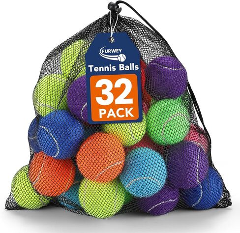 Tennis Balls for Dogs 16 Pack,2.5 inches,Durable and Non-Toxic Dog Toys Balls with Mesh Bag,Colorful Fetch Toys Balls for pet Dog (Non Squeaky) in Kuwait