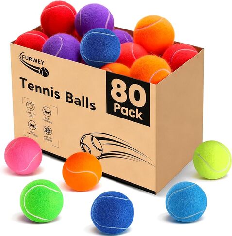 Tennis Balls for Dogs 16 Pack,2.5 inches,Durable and Non-Toxic Dog Toys Balls with Mesh Bag,Colorful Fetch Toys Balls for pet Dog (Non Squeaky) in Kuwait
