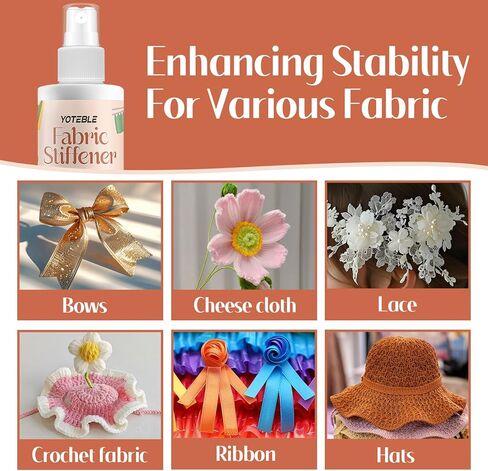 250ml Fabric Stiffener Spray, Stiffen Quick Fabric for Stiffening, Draping, and Shaping Fabrics, Fast Drying, Stiffen Quick, No Flaking & Cracking, Hat Stiffener Spray for Cotton, Canvas, Ribbon in Kuwait