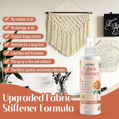 250ml Fabric Stiffener Spray, Stiffen Quick Fabric for Stiffening, Draping, and Shaping Fabrics, Fast Drying, Stiffen Quick, No Flaking & Cracking, Hat Stiffener Spray for Cotton, Canvas, Ribbon in Kuwait