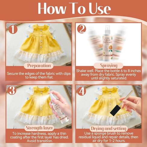 250ml Fabric Stiffener Spray, Stiffen Quick Fabric for Stiffening, Draping, and Shaping Fabrics, Fast Drying, Stiffen Quick, No Flaking & Cracking, Hat Stiffener Spray for Cotton, Canvas, Ribbon in Kuwait